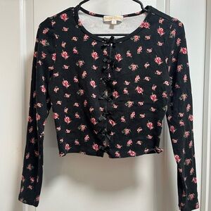 Black Floral Women's Top